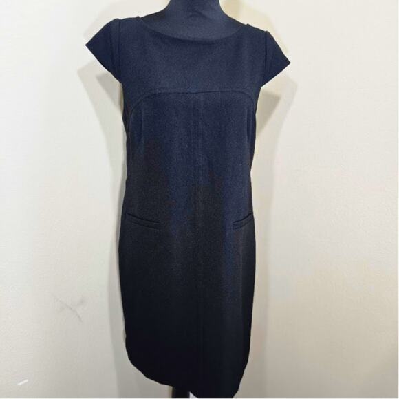 Vince Camuto Navy Blue Cap Sleeve Sheath Dress with Front Zipper Size 8 - Picture 1 of 5